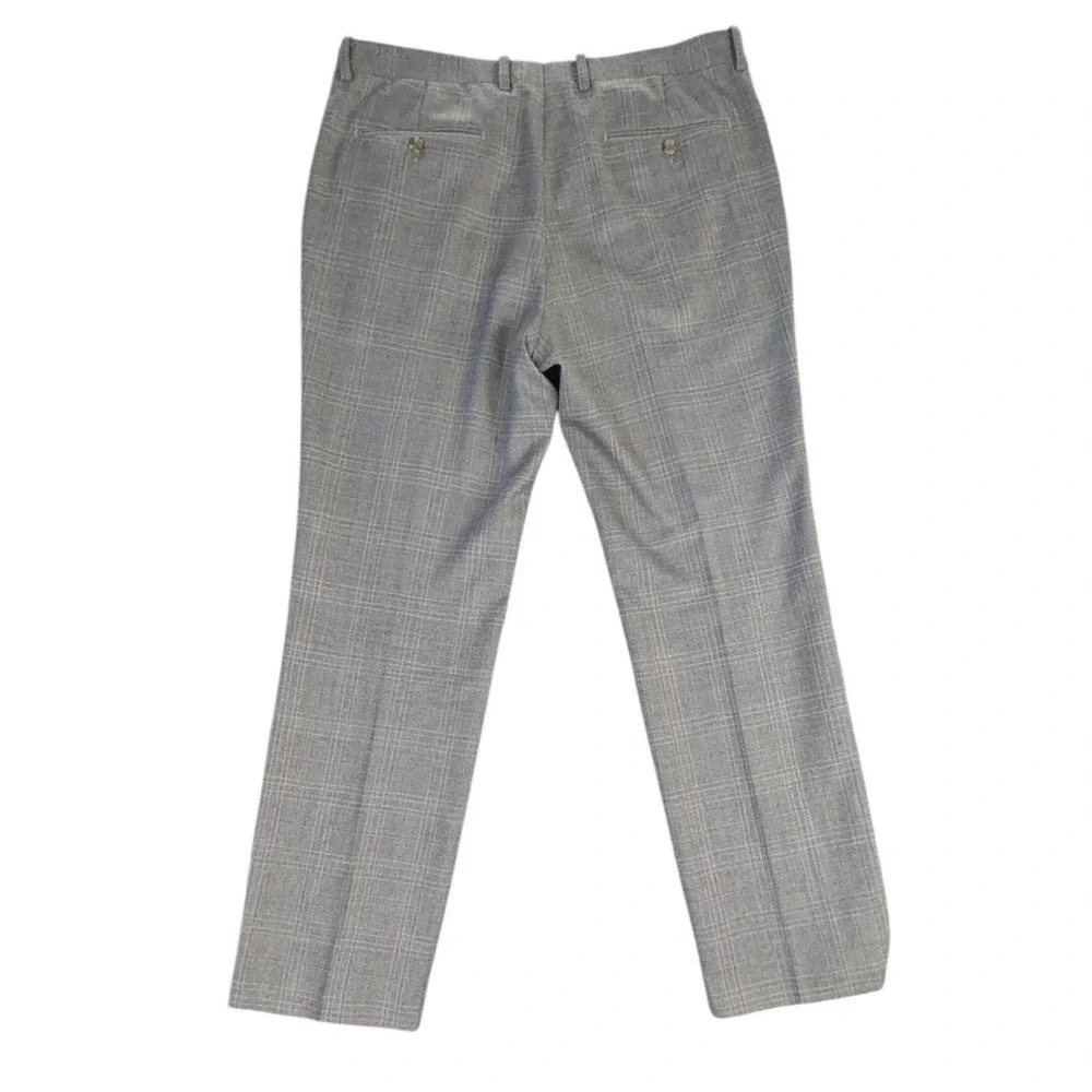 Indochino Men's 40R Gray Plaid 100% Wool 2 Piece Suit 36/37W Custom Old Money